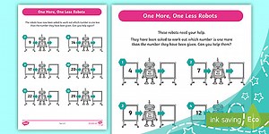 One More, One Less Robots Activity (Ages 5 - 6)