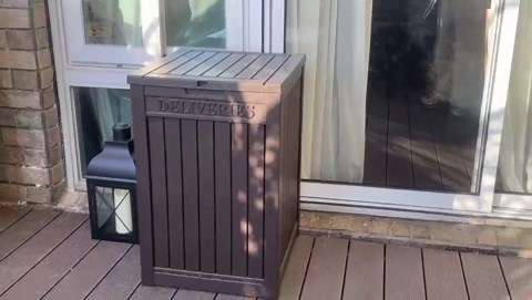 Bifanuo 48 Gallon Package Delivery Box for Porch, Storage Box with Lockable Secure, Large Double-Wall Resin Outdoor Package Delivery and Waterproof Deck Box