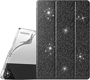 TiMOVO for Galaxy Tab A8 Case 2021/2022 10.5 Inch SM-X200/SM-X205, Slim Soft TPU Translucent Frosted Back Protective Cover Shell with Auto Wake/Sleep Feature for Samsung A8 Tablet, Glitter Black