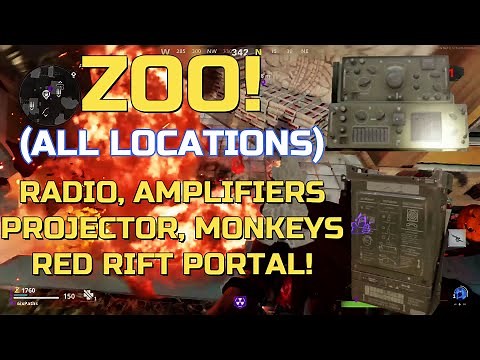 ZOO ALL RADIO, AMPLIFIERS, MONKEYS, PROJECTOR, RED PORTAL LOCATIONS | GUIDE | OUTBREAK ZOMBIES