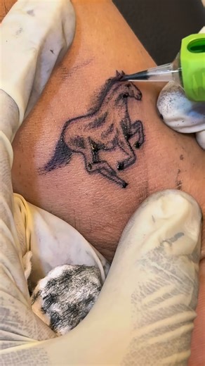 Tattoo | sculpture | painting | 📍Visakhapatnam on Instagram: "1-inch horse tattoo 🐎 Minimal size, powerful detail. This micro horse tattoo represents strength, freedom, and precision line work. Done by ArtInkSoul — specializing in fine line & micro tattoos. Now accepting appointments. Book your tattoo today. Walk-ins & appointments available.✨📩 #HorseTattoo #artinksoul #MinimalTattoo #TattooReels #artinksoul"