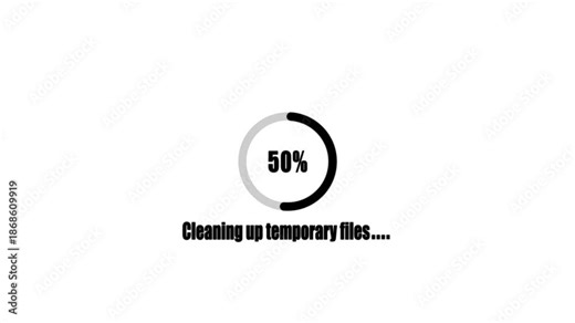 Cleaning up temporary files progress bar animation 30 percent complete disk cleanup computer maintenance