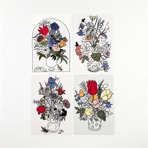 Dutch Florals Notecard Set of 4 | Blank Card | 4x6 With Envelopes - Etsy