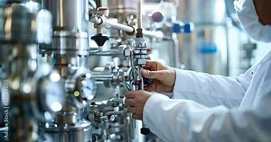 Scientist's hand adjusting a high-tech carbon capture system, demonstrating the latest innovations in carbon emission reduction. Carbon footprint reduction technology