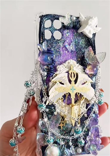 Handmade Decoden Phone Case, Fantasy Angel Wing Cream Case - Etsy