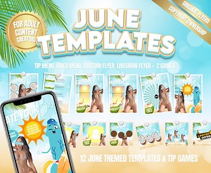 12 Only Fans June Templates, Tip Games, Tip Menu, Video Menu, Custom Template, Liveshow Template, Spin the Wheel, Games & More! - Etsy