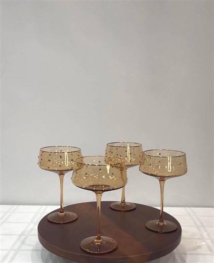 Handmade Amber Glass Coupe With Gold Dot Detail – Champagne & Cocktail Glass - Set of 4 - Etsy Canada
