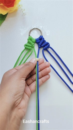 EASHANCRAFTS on Instagram: "✨ “Step-by-Step Macrame Keychain 💙💚 | DIY Tutorial . #MacrameKeychain #DIYMacrame #MacrameTutorial #HandmadeCraft #MacrameArt #CraftTherapy #MacrameForBeginners #CraftLover #CreativeHands #EashanCrafts #ReelCraft #ArtInProgress #ViralReel"