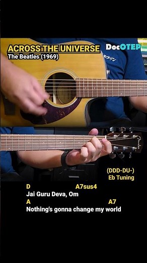 Across the Universe - The Beatles (1969) Easy Guitar Chords Tutorial with Lyrics Part 3 SHORTS REELS