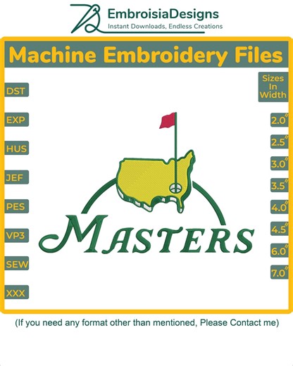 Golf Master Machine Embroidery Design, 8 Sizes (instant Download) - Etsy