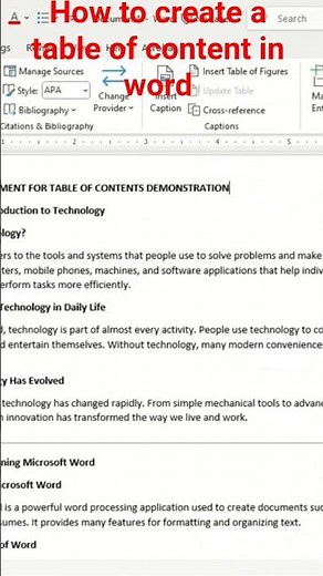 How to create a table of content in word #microsoftoffice #word #fyp