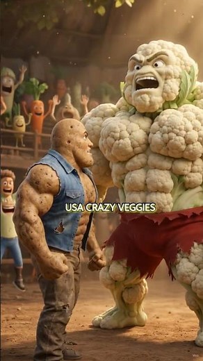 Poor Potato Defeated The Giant Cauliflower Wrestler 😱🥔 | 3D Pixar Style Animation Story USA
