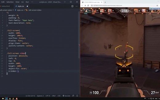 使用 HTML 和 CSS 的全屏视频背景