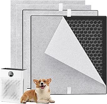 2 Pack PR1 Filter Replacement for Mooka PR1 Air Purifier-H13 True HEPA & Activated Carbon Filters, Removes 99.97% Dust Pollen Pet Dander Smoke-Includes 4 Washable Pre-Filters for Large Room 2200 Sq Ft