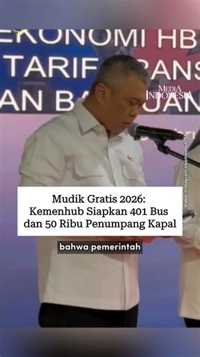 Media Indonesia | Mudik Gratis 2026: Kemenhub Siapkan 401 Bus dan 50 Ribu Penumpang Kapal Kementerian Perhubungan (Kemenhub) menyediakan program mudik... | Instagram