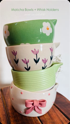 Pots & Plates on Instagram: "Get any matcha bowl + whisk holder at INR 500/- only ❤️🍵 DM to place an order! 💌 . . . [pots and plates, trending ceramics, cute, secret santa, matcha bowl, matcha, aesthetics, cute finds, Pinterest inspired, handmade, affordable, gift ideas] #potsandplatesindia #potsandplates #ceramics #pinterestinspired #matcha #matchalover #trendingnow #homedecor #instagramworthy #matchabowl"