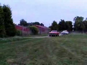 Chase scene with General Lee and Hazzard County Sheriff Car