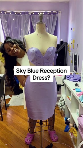 Sky Blue Reception Dress Design by NYC Fashion Designer