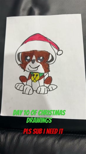 Drawing a cute Christmas puppy