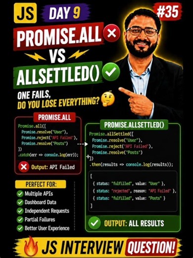 Promise.allSettled() Explained 🔥 JavaScript Interview Question