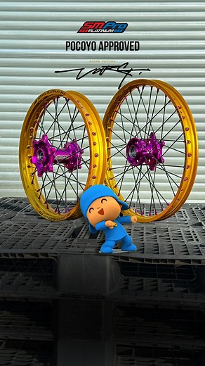 Custom Stark Varg motocross wheels 💜💛 Colour, detail, and performance - the SM Pro way. #Starkvarg #SmProPlatinum #Dirtbike #Pocoyo #Approved | SmPro Wheels