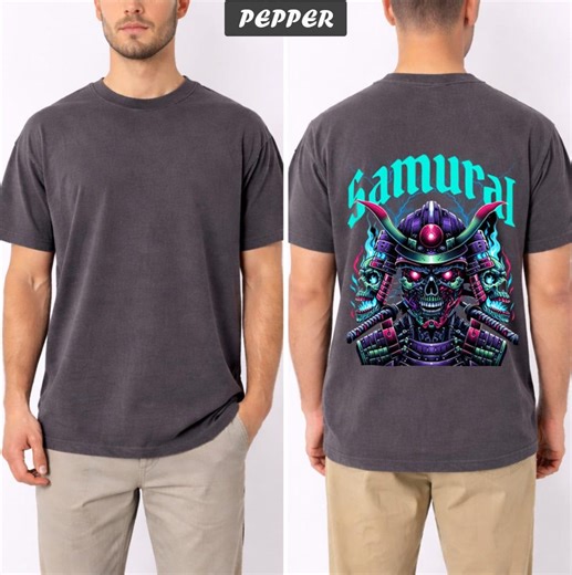 Samurai Skull Cyber T-shirt, Neon Japanese Warrior Design, Futuristic Samurai Art, Unisex Comfort Colors Tee - Etsy