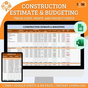 House Construction Budget, Cost Plus Construction Budget Template, Cost Tracker Construction, Construction Job Site Templates, Excel Sheets - Etsy