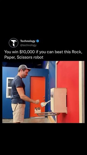 Technology on Instagram: "Can you beat this robot at Rock, Paper, Scissors? Mark Rober, the American YouTuber and engineer, revealed his rock-paper-scissors robot that he claims will always win every game, regardless of the strategy. Equipped with advance tracking technology, the robot named ‘Rocky’ is suggested to be unbeatable. Video: @markrober"
