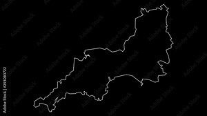 South West England UK region map outline animation