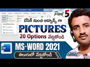 05 || Pictures Tutorial in Ms-Word 2021 Telugu || 30 Picture Options in Word || Computersadda.com