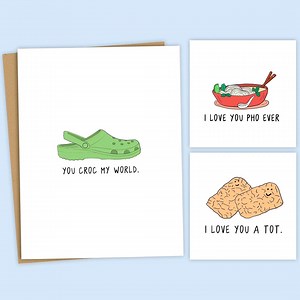 Funny Anniversary & Valentines Day Cards, 7 Different Designs | Funny Cards - Punny I Love You Cards and Everyday Cards for All Occasions - Etsy
