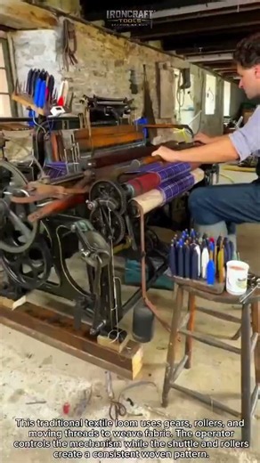 How This Vintage Loom Turns Threads Into Fabric — Old-School Magic #Weaving #Textile #Craftsmanship