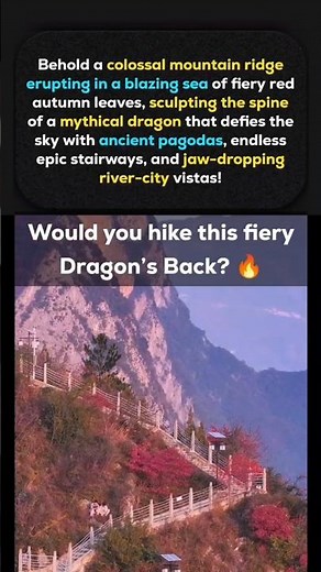 China’s Fiery “Dragon’s Back” Mountain 🇺🇸🔥Unreal Autumn Hike View #shorts