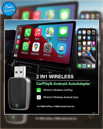 Mini Wireless CarPlay & Android Auto Adapter – Plug & Play Dongle, Convert Wired to Wireless, USB...