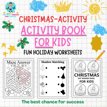 Christmas Activity Book for Kids | Fun Holiday Worksheets, Coloring Pages