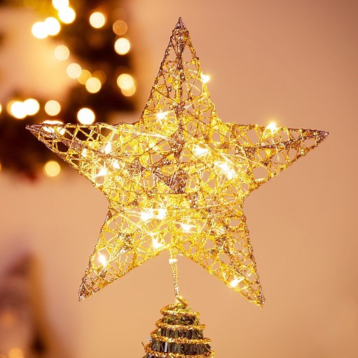 Joyfy Christmas Tree Topper,10” Gold Glitter Star Tree Topper with Lights,Light Up Tree Topper Christmas Decorations Xmas Tree Decorations - Walmart.com