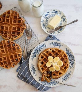 Click here for the full recipe: https://www.blessthismessplease.com/banana-oatmeal-waffles/ | Bless This Mess