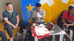 EXCLUSIVE: World Boxing Association (WBA) and International Boxing Federation (IBF) super bantamweight world champion Marlon Tapales greets his sparring partners ahead of their session. He will be facing Naoya Inoue on December 26 to unify the division. Team Tapales is in good spirits 26 days before the fight. | via Champ de Lunas, ABS-CBN News | ABS-CBN News