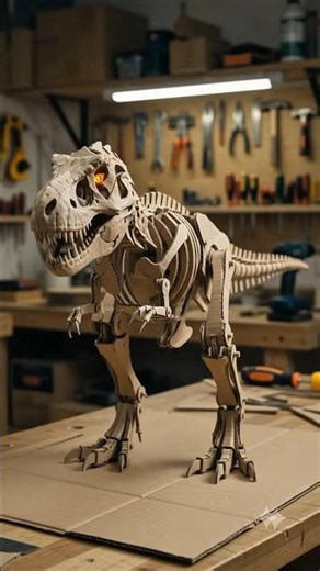 Building a Mechanical T-Rex from Cardboard! 🦖📦 It Actually Moves! #shorts
