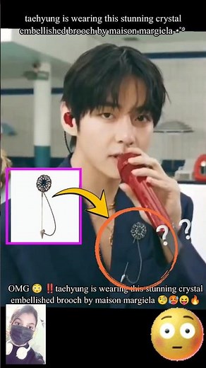 OMG 😳‼️taehyung is wearing this stunning crystal embellished brooch by maison margiela 🧐🥵😝🔥#bts