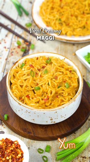 Transform your regular Maggi into creamy, cheesy heaven! Easy, delicious, and ready in just a few minutes🍜🧀 Recipe* in the comment section! #tasty #yum #creamy #DeliciousEats #maggi | Yum