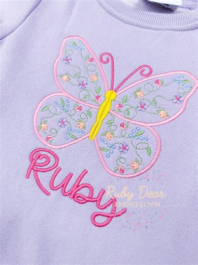 Butterfly Floral Satin Outline Stitch Machine Embroidery Design - Etsy