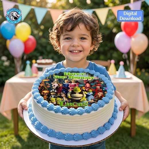 Personalized Shrek Cake Topper, Custom Birthday Edible Image Download for Kids Party - Etsy