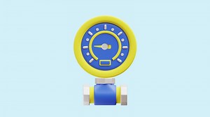 Pressure Gauge animated 3d icon.