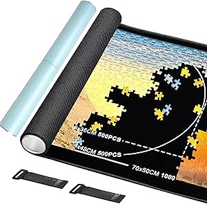 Rubber Jigsaw Puzzle Mat 1000 Pieces | 20" x 27"Puzzle Mats Roll Up | Jigsaw Puzzle Mats for Adult Puzzles Storage and Saver | Work with Puzzle Board and Puzzle Table