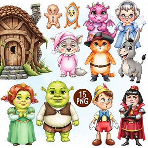 Cute Baby Shrek Cliparts, Little Shrek Cliparts, Donkey, Fiona, Puss in Boots & Friends Clipart, Fairytale Cliparts, Cute Cartoon PNG - Etsy