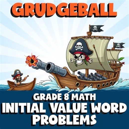 Initial Value Word Problems GRUDGEBALL Math Game - No Prep Grade 8 Review