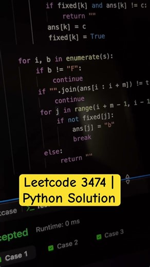 LeetCode 3474: Lexicographically Smallest String | Hard 🧠 | Python #coding #dsa #python #leetcode