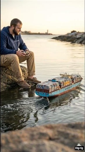 Mini RC Cargo Ship Sailing in Real Water Like Real Transport Vessel 🛳️