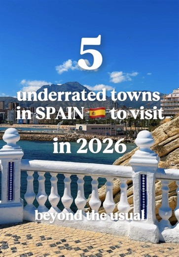5 underrated towns in Spain 🇪🇸 to visit in 2026! ‼️beyond the usual 👇 🇪🇸El Castell de Guadalest – stunning town perched on a top cliffs, offering breathtaking views and taste into Spain’s medieval past! 🏰 🇪🇸Altea – A charming coastal gem with whitewashed streets, vibrant art galleries, and stunning Mediterranean views! 😍 🇪🇸Villajoyosa – the City of Chocolate this colorful seaside town is a feast for the eyes and taste buds. 🍫 🇪🇸Girona – a medieval beauty with cobblestone streets, a